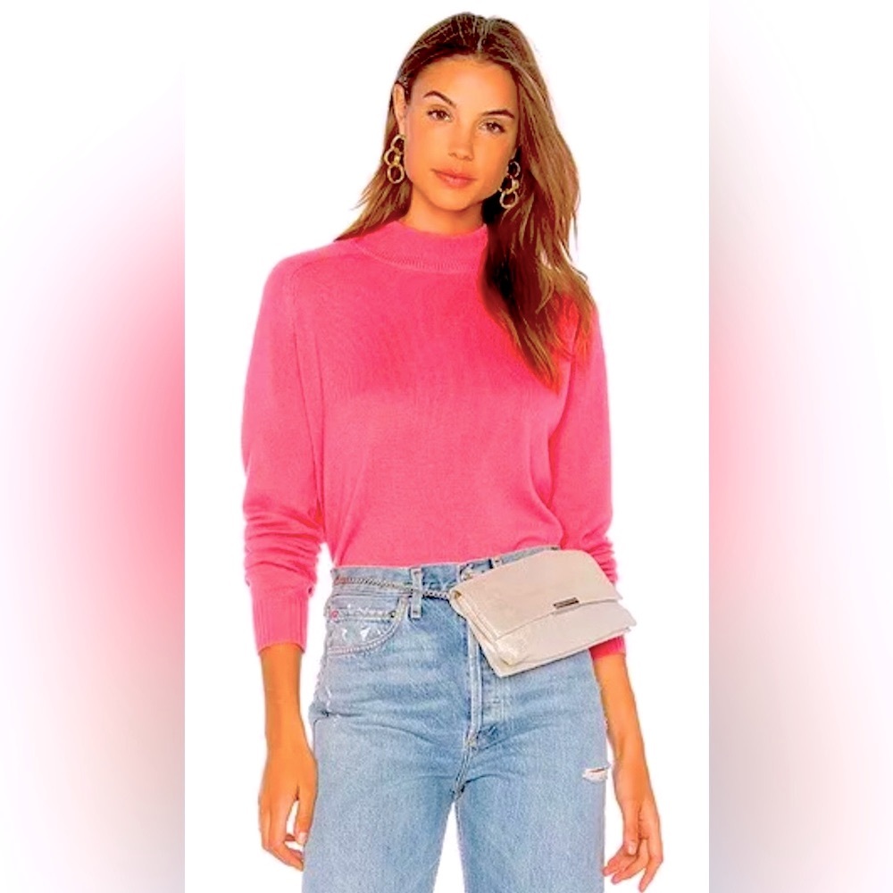 NWT 27 Miles Malibu Glenna 100% Cashmere Sweater in Peony